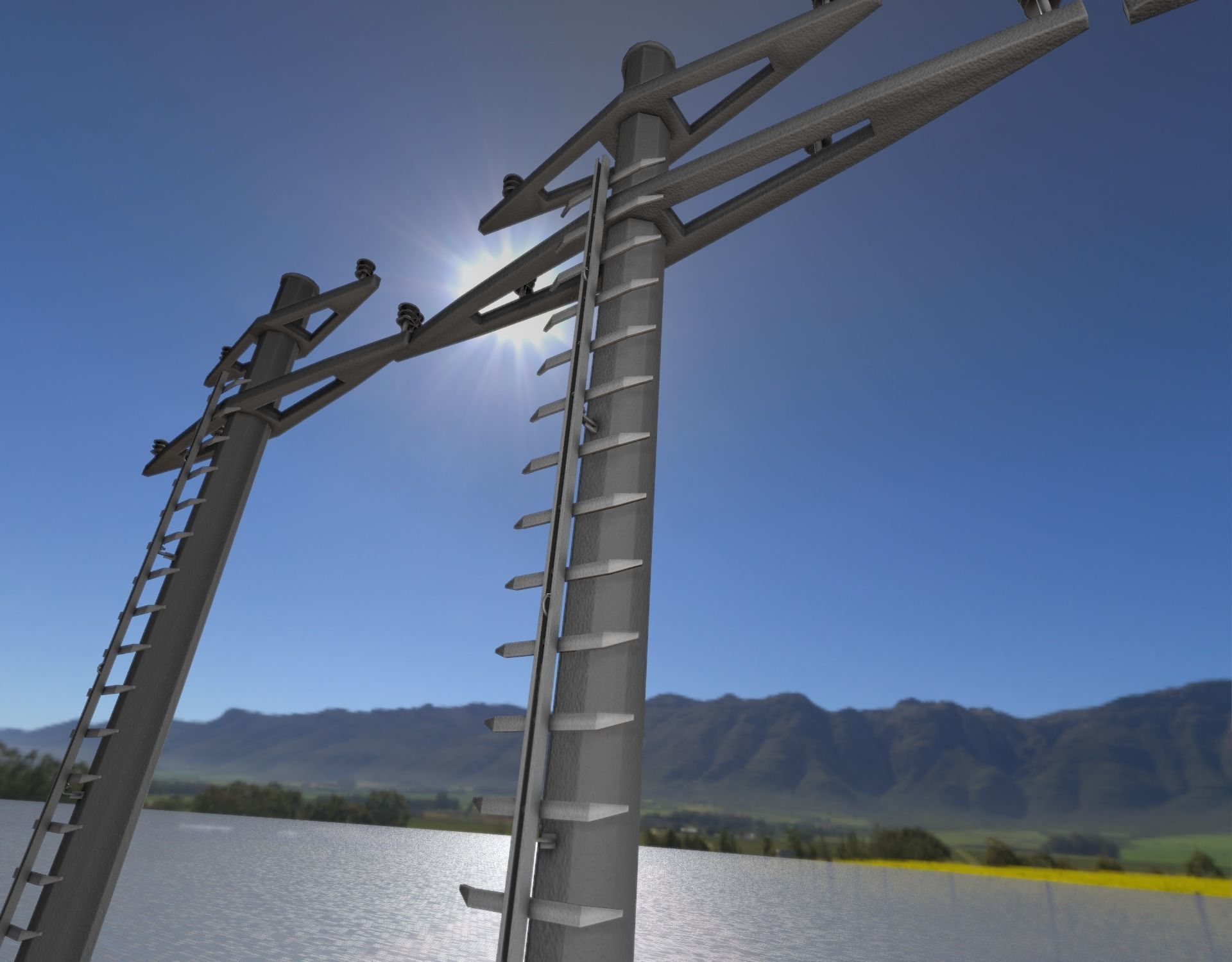 Concrete Electricity Pole with Ladder - Object 056 Low-poly 3D model_49