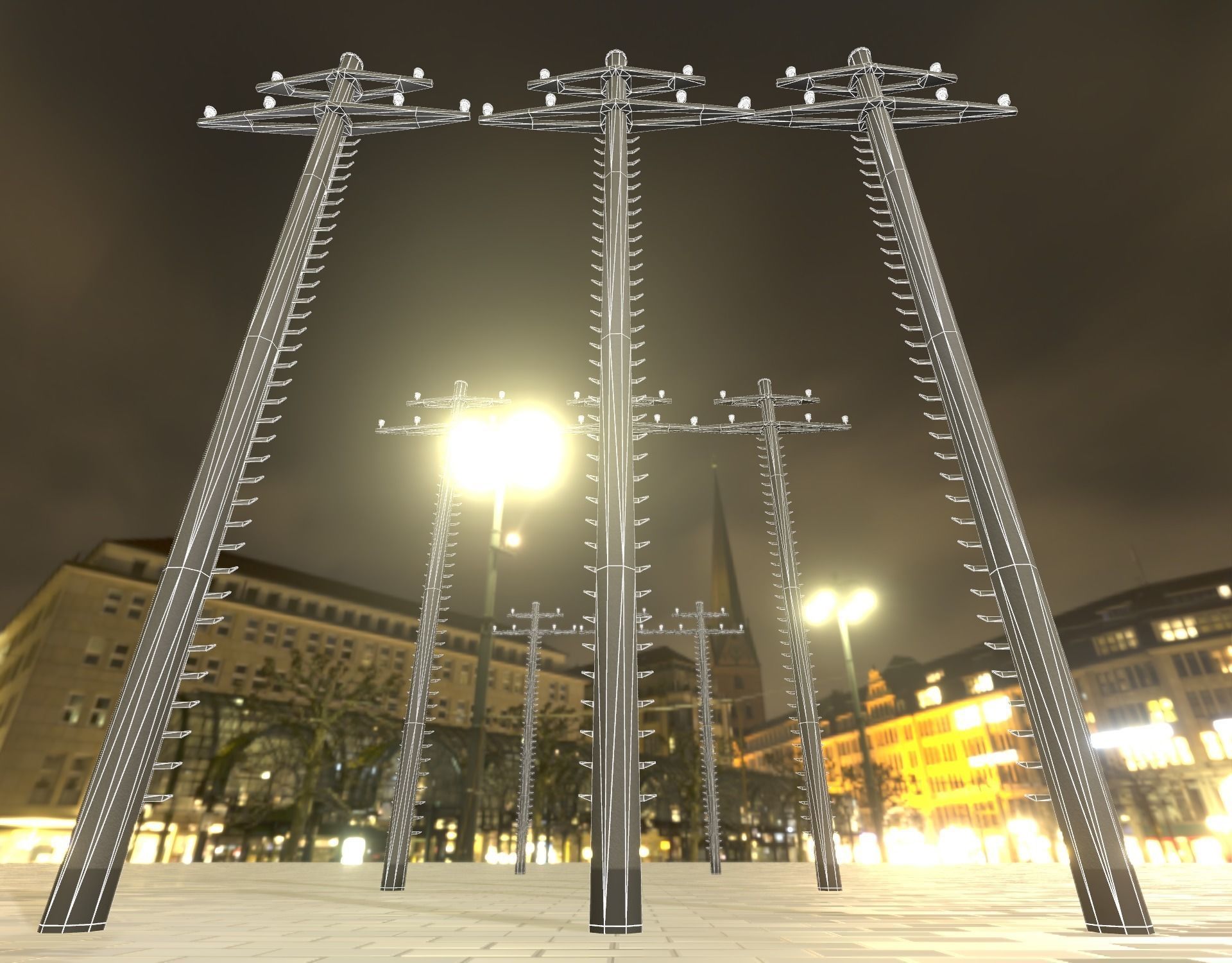 Concrete Electricity Pole with Ladder - Object 056 Low-poly 3D model_4