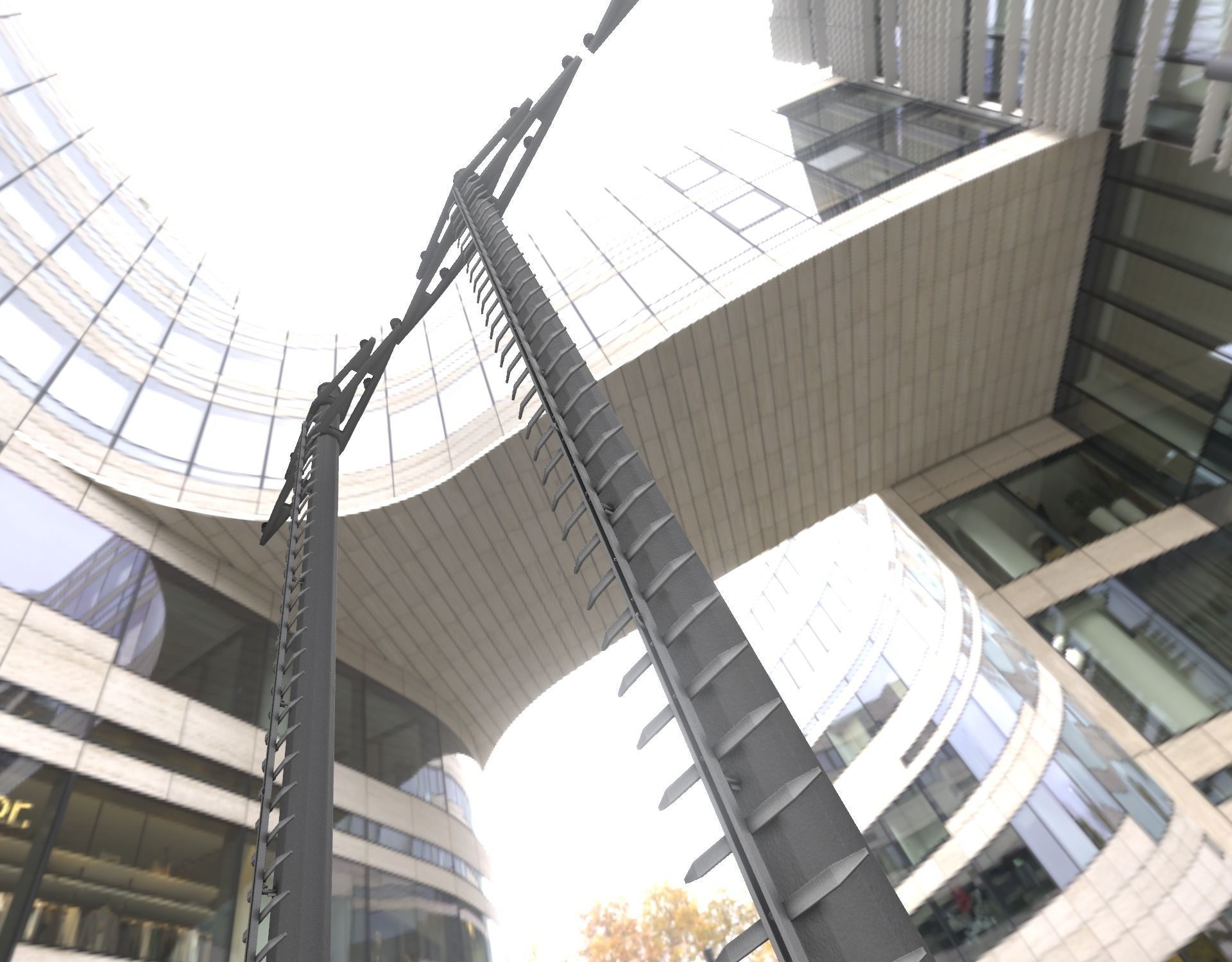 Concrete Electricity Pole with Ladder - Object 056 Low-poly 3D model_27