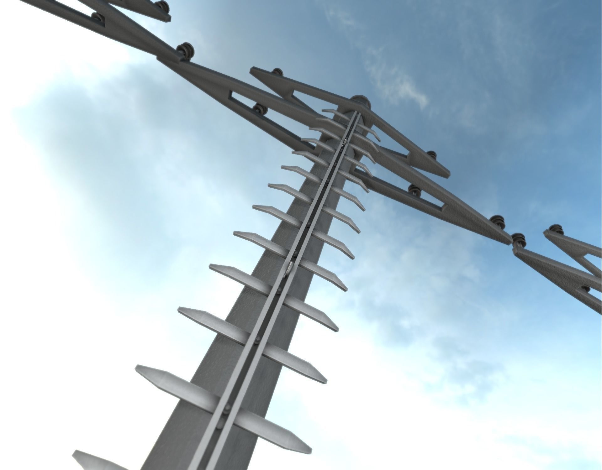 Concrete Electricity Pole with Ladder - Object 056 Low-poly 3D model_31