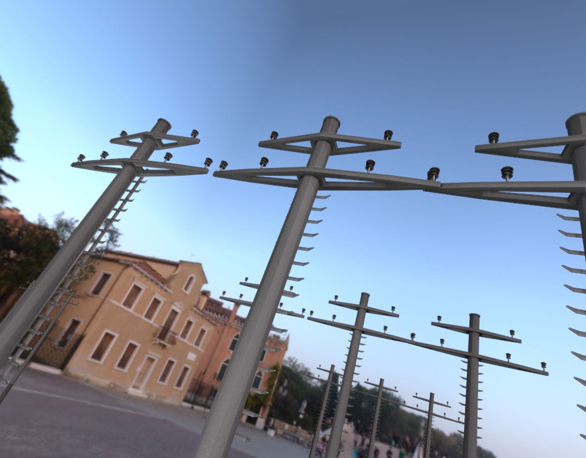 Concrete Electricity Pole with Ladder - Object 056 Low-poly 3D model_19