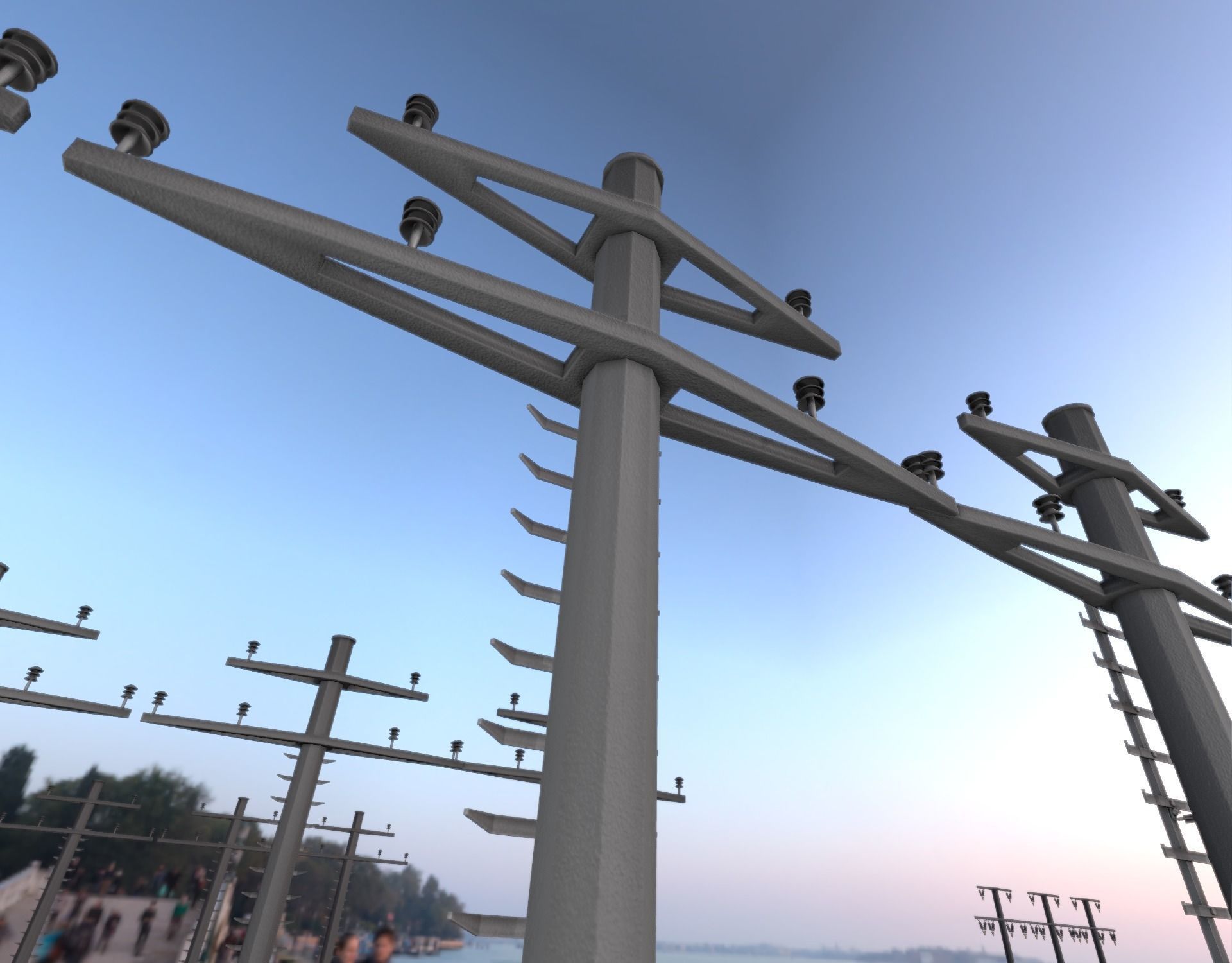 Concrete Electricity Pole with Ladder - Object 056 Low-poly 3D model_8