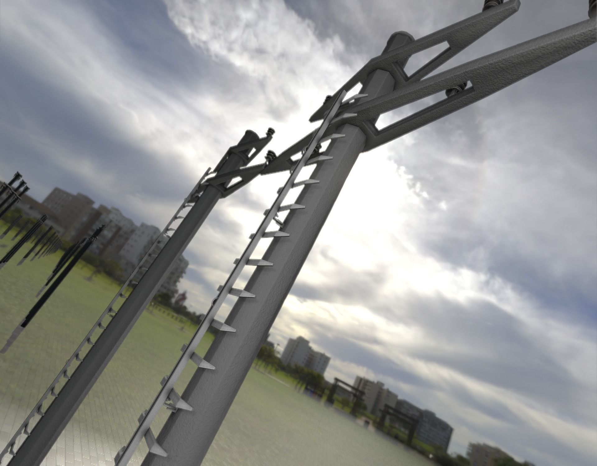 Concrete Electricity Pole with Ladder - Object 056 Low-poly 3D model_30