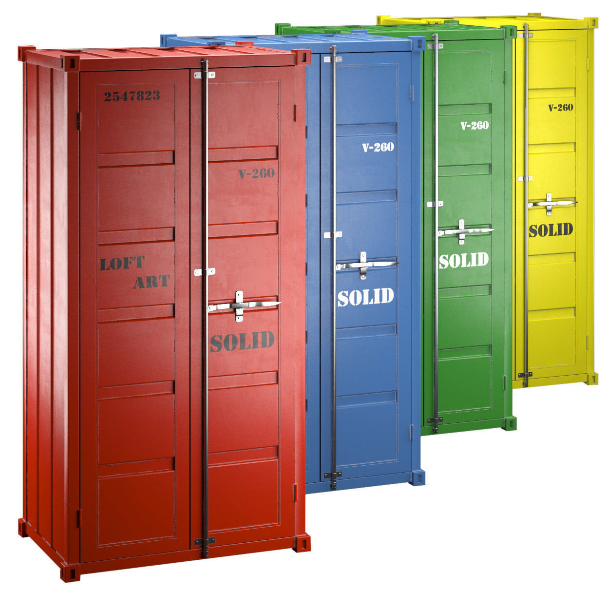 Sea Container wardrobe 4 COLORS 3D model_2