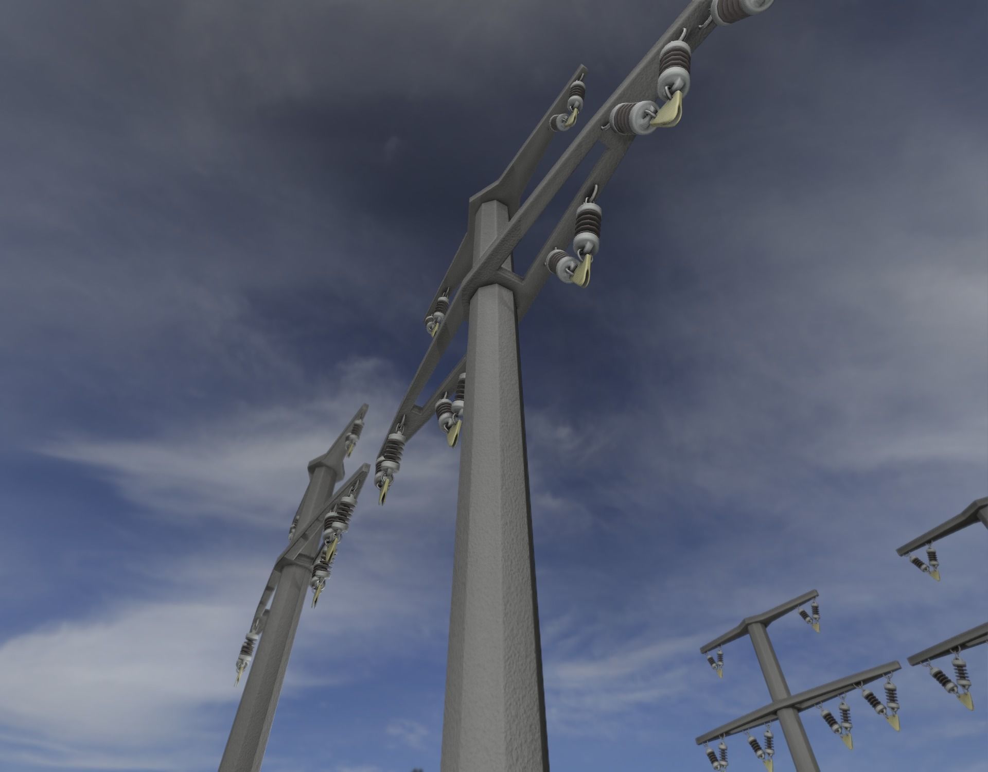 Concrete Electricity Pole without Ladder - Object  057  Low-poly 3D model_46