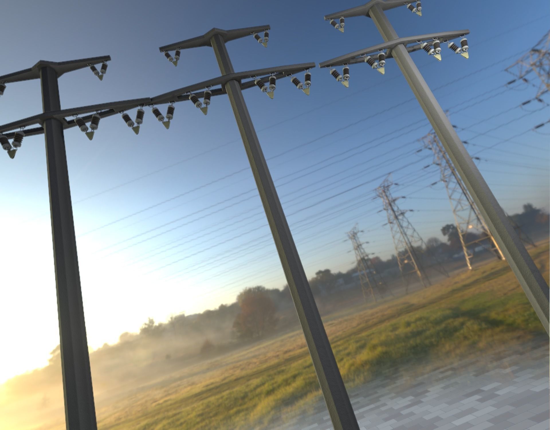 Concrete Electricity Pole without Ladder - Object  057  Low-poly 3D model_15