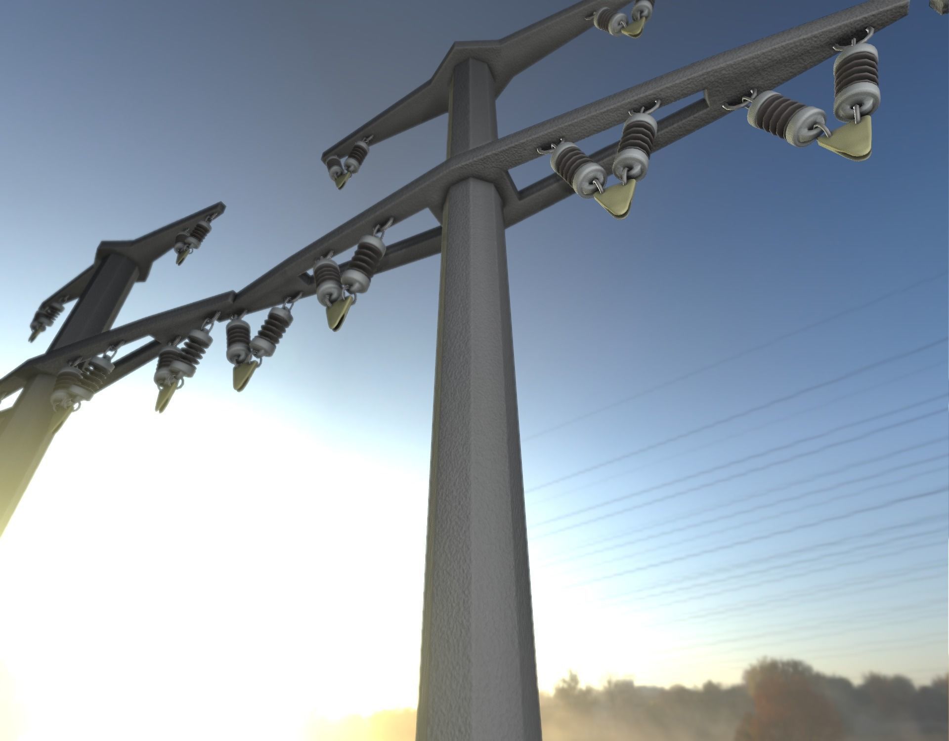 Concrete Electricity Pole without Ladder - Object  057  Low-poly 3D model_23