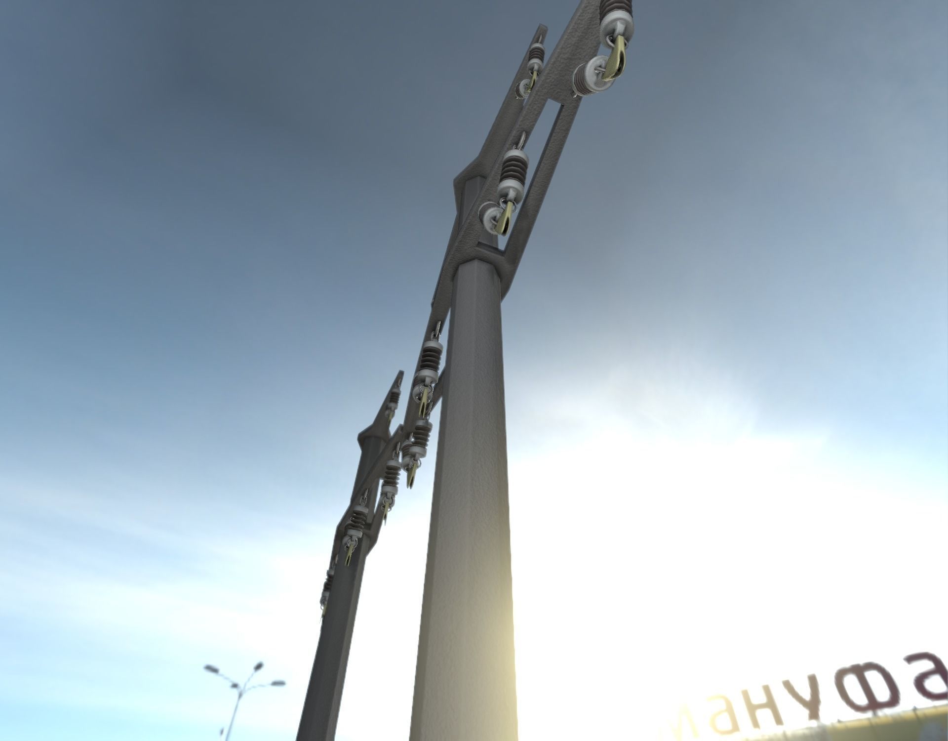 Concrete Electricity Pole without Ladder - Object  057  Low-poly 3D model_31