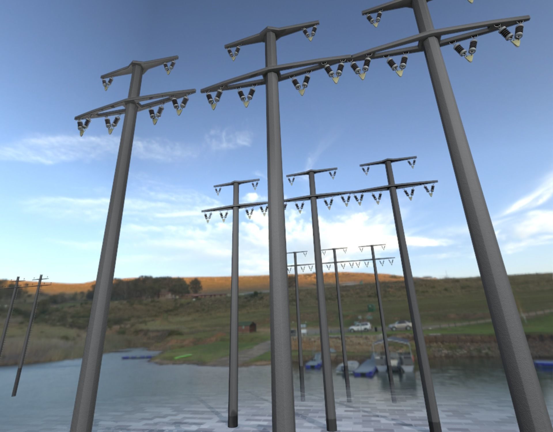 Concrete Electricity Pole without Ladder - Object  057  Low-poly 3D model_32