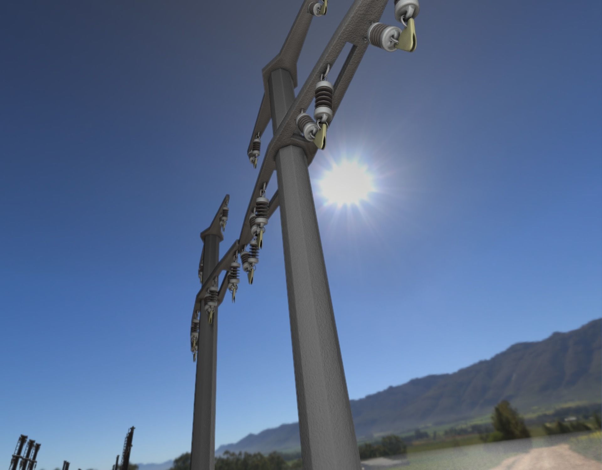 Concrete Electricity Pole without Ladder - Object  057  Low-poly 3D model_26