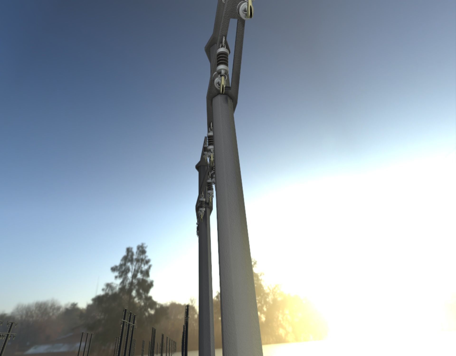 Concrete Electricity Pole without Ladder - Object  057  Low-poly 3D model_45