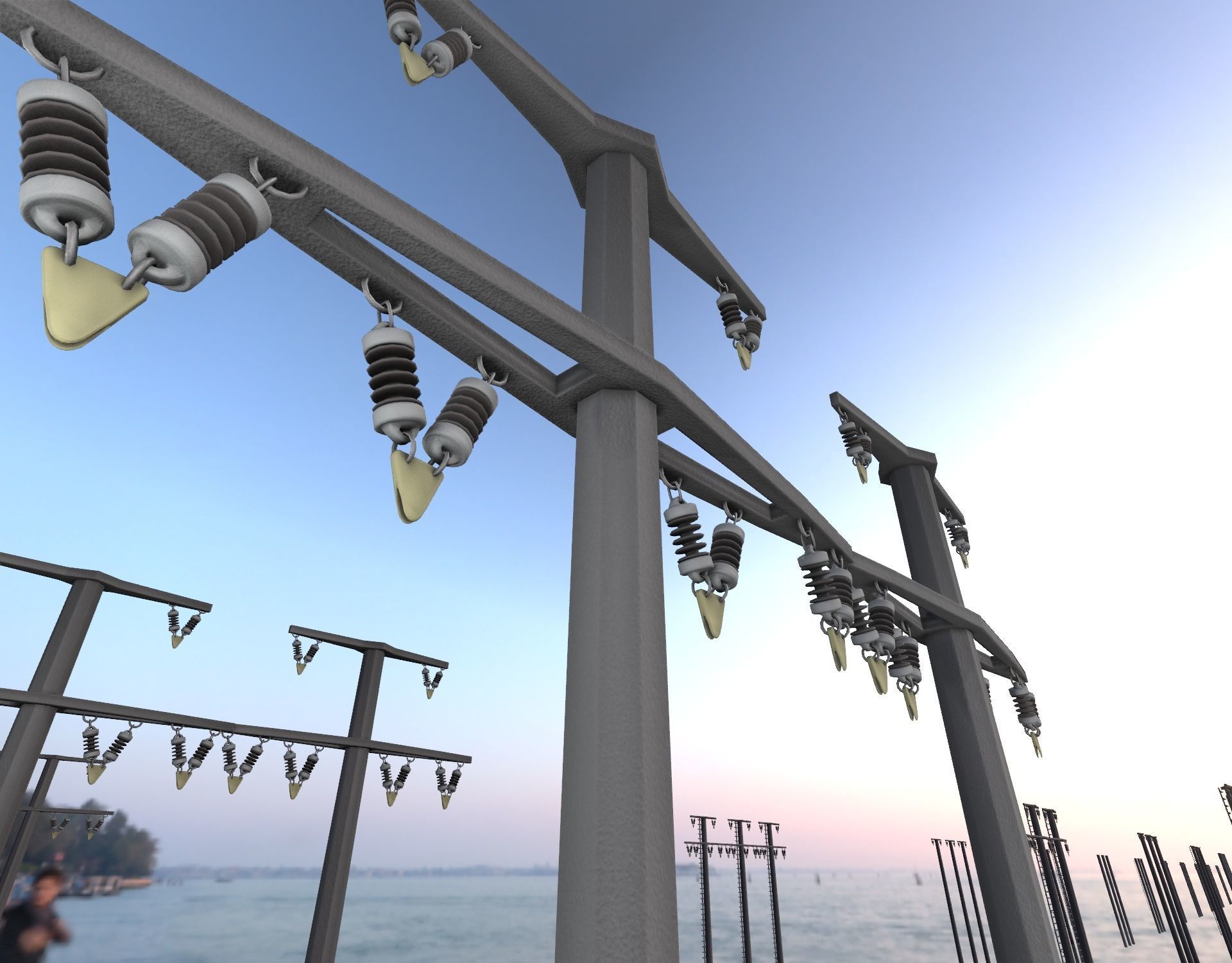 Concrete Electricity Pole without Ladder - Object  057  Low-poly 3D model_40