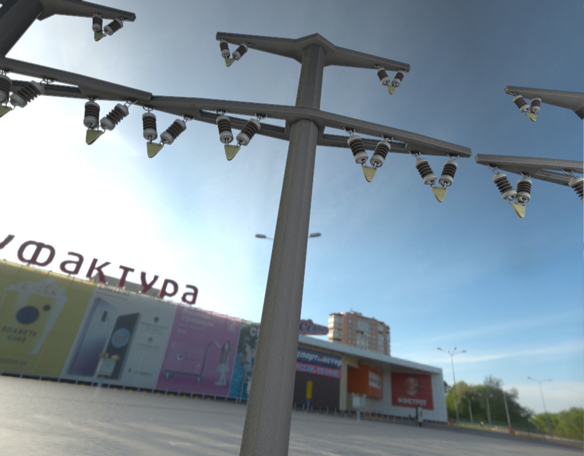 Concrete Electricity Pole without Ladder - Object  057  Low-poly 3D model_29