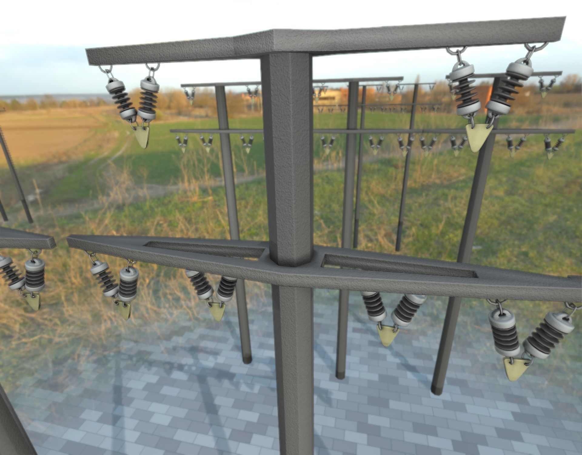 Concrete Electricity Pole without Ladder - Object  057  Low-poly 3D model_33