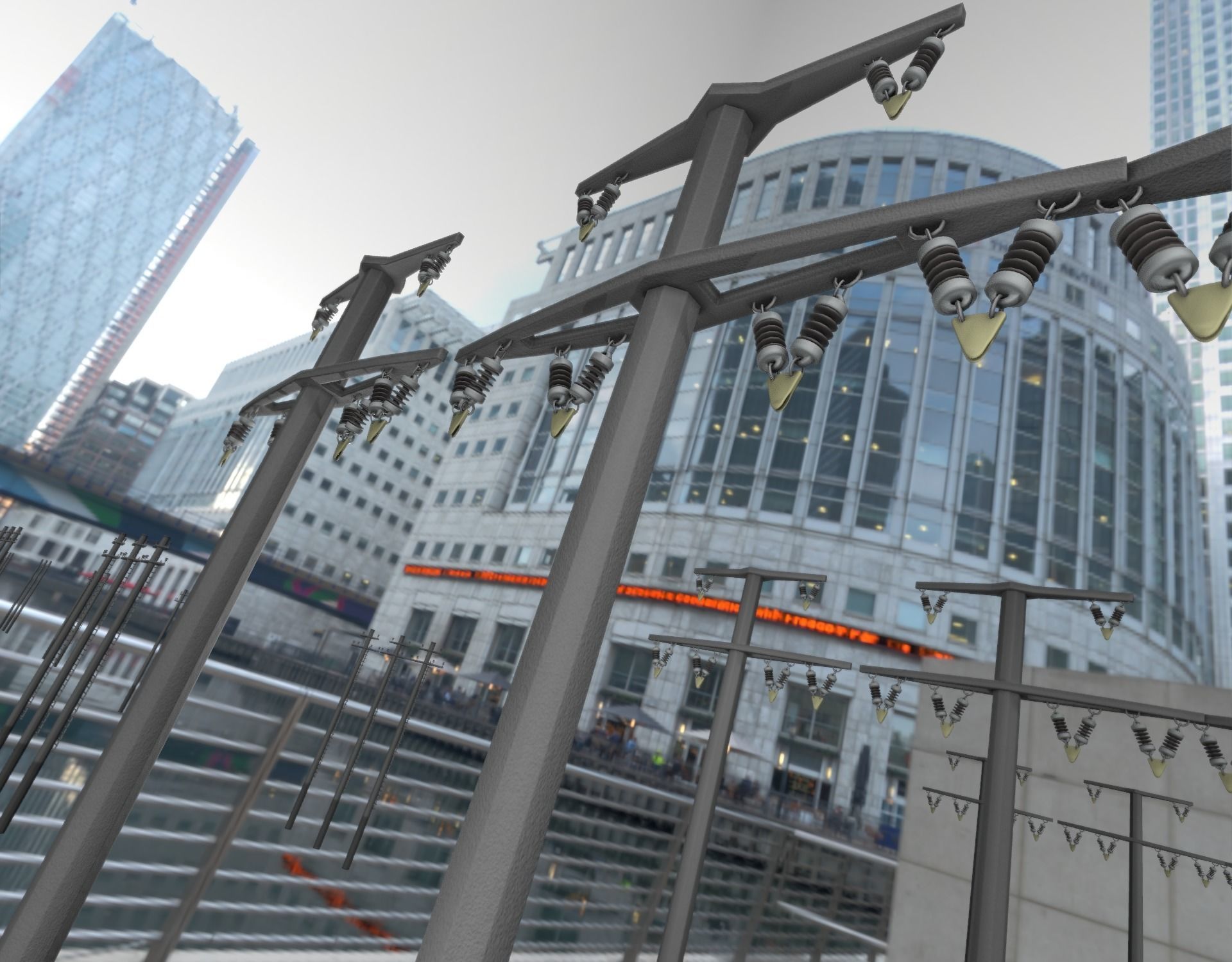 Concrete Electricity Pole without Ladder - Object  057  Low-poly 3D model_17