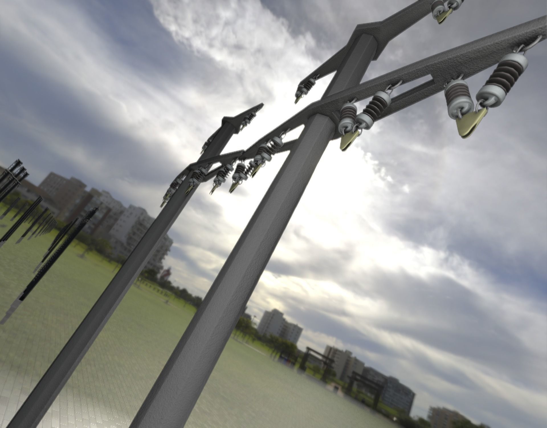 Concrete Electricity Pole without Ladder - Object  057  Low-poly 3D model_30