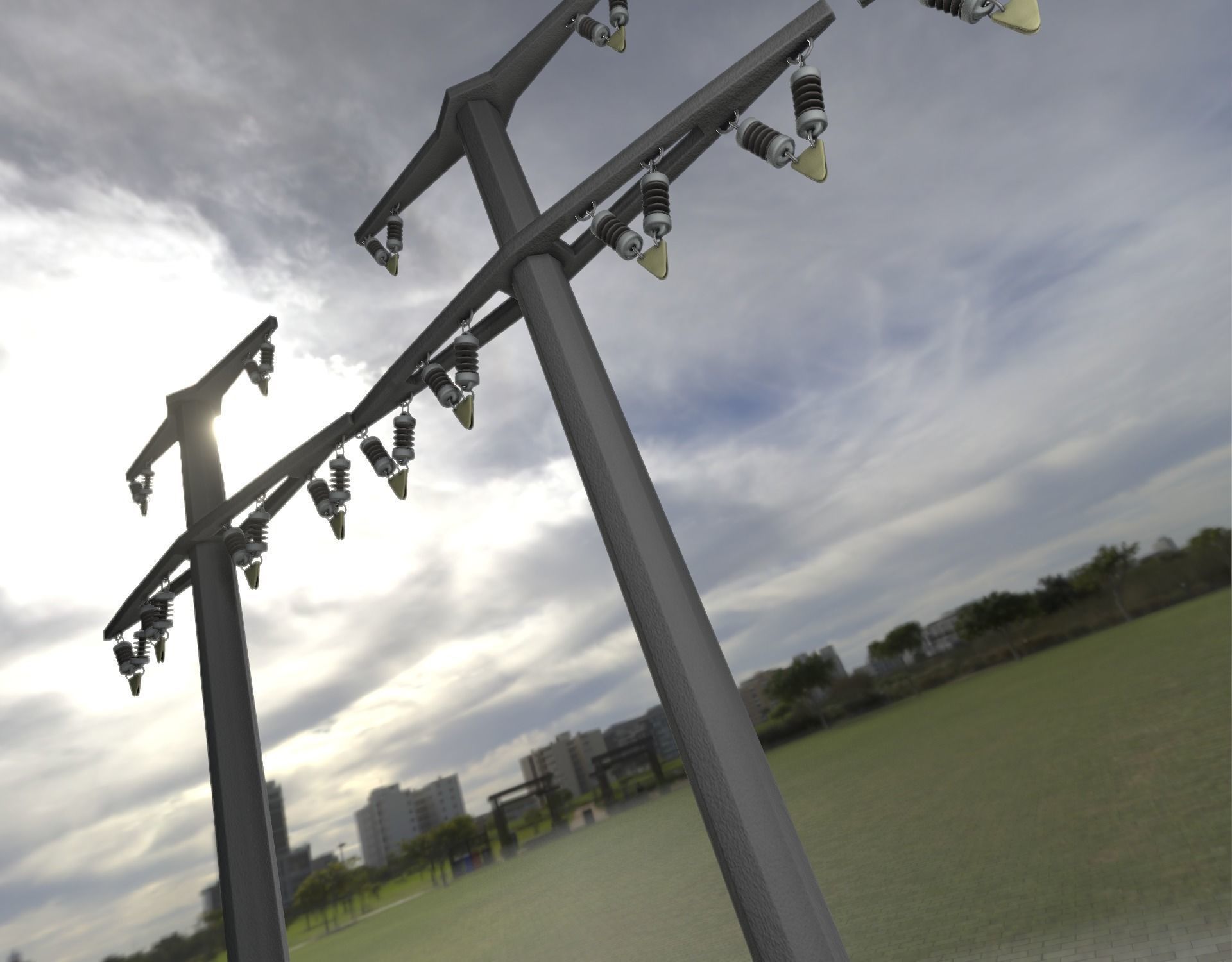 Concrete Electricity Pole without Ladder - Object  057  Low-poly 3D model_48