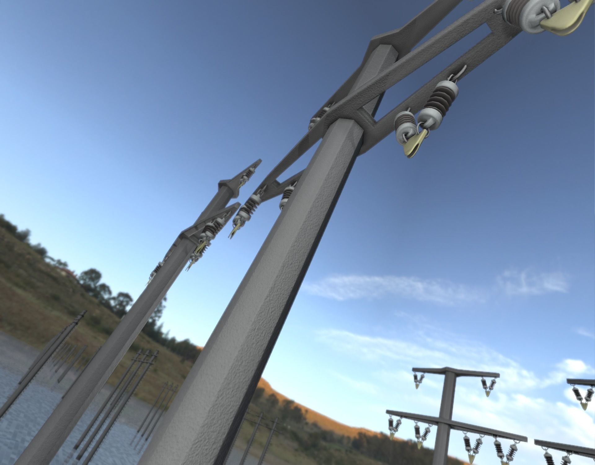 Concrete Electricity Pole without Ladder - Object  057  Low-poly 3D model_24