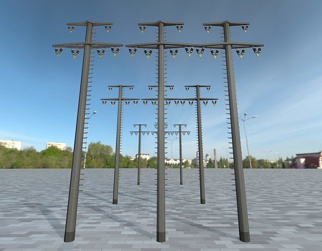Concrete Electricity Pole with Ladder - Object  058 Low-poly 3D model