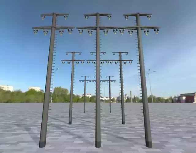 Concrete Electricity Pole with Ladder - Object  058 Low-poly 3D model