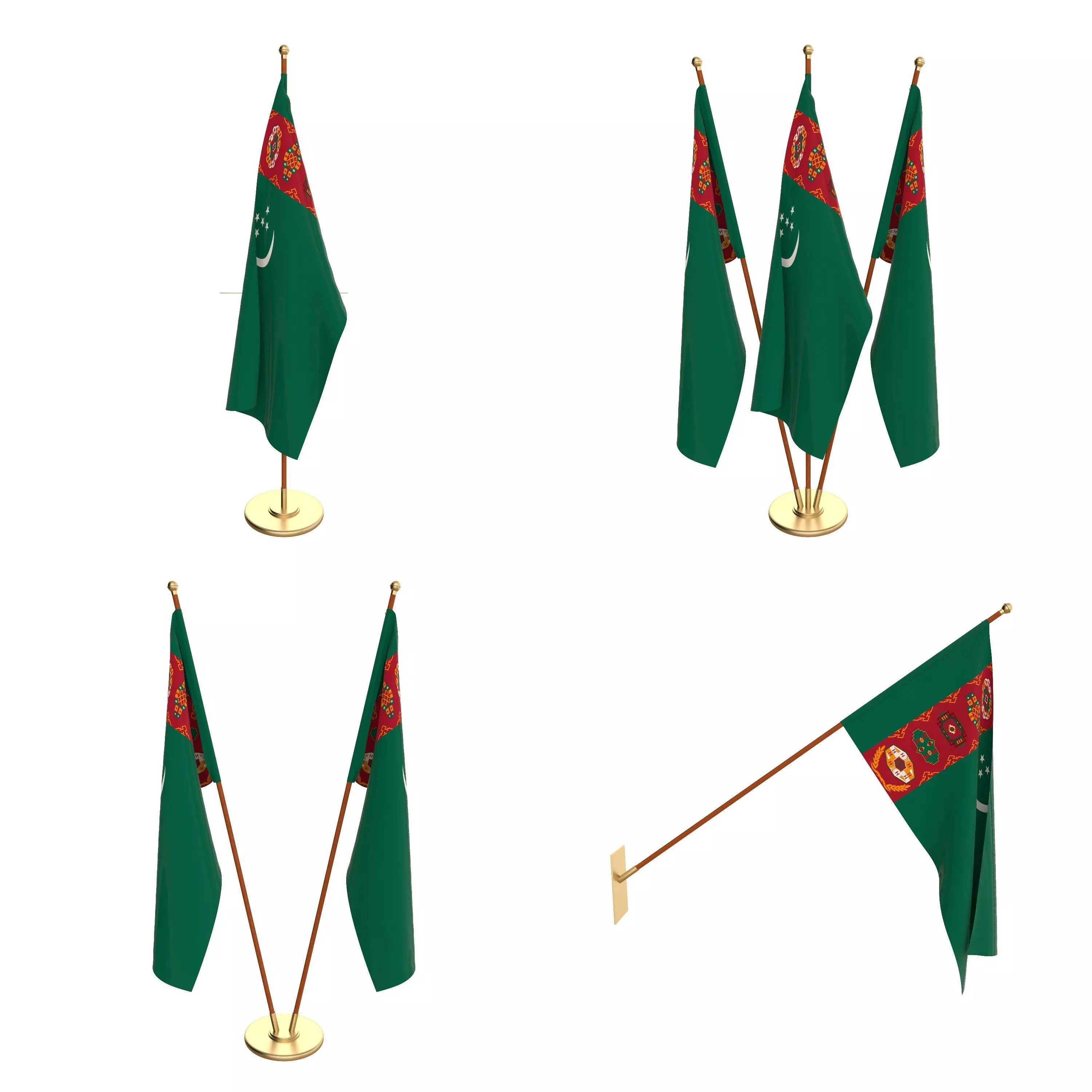 Turkmenistan Flag Pack 3D model_0