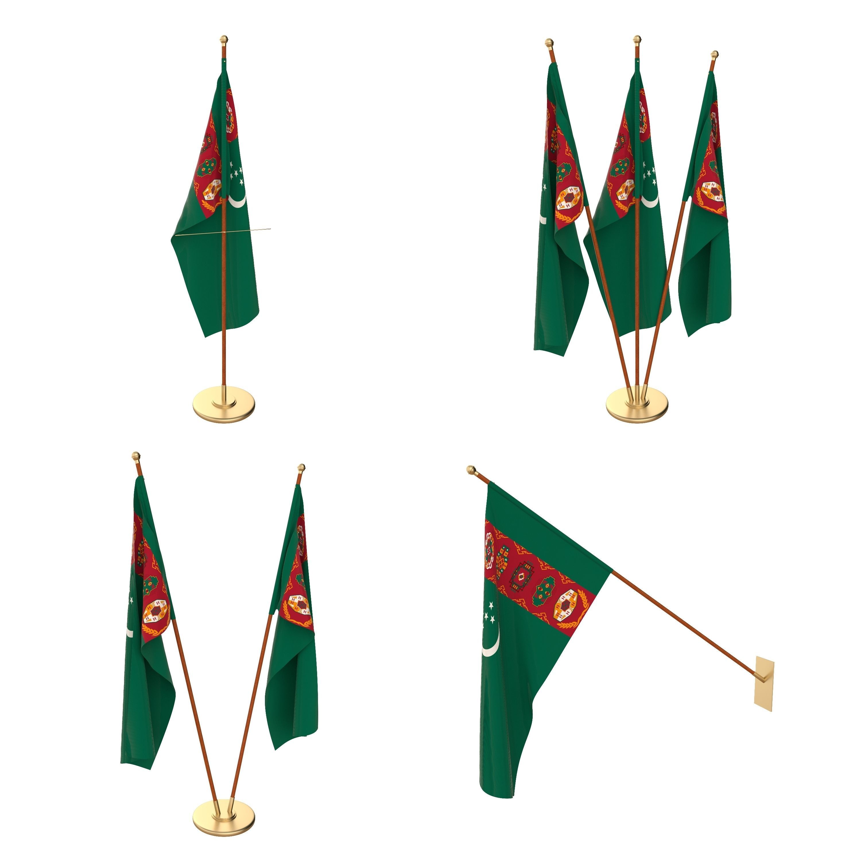 Turkmenistan Flag Pack 3D model_1