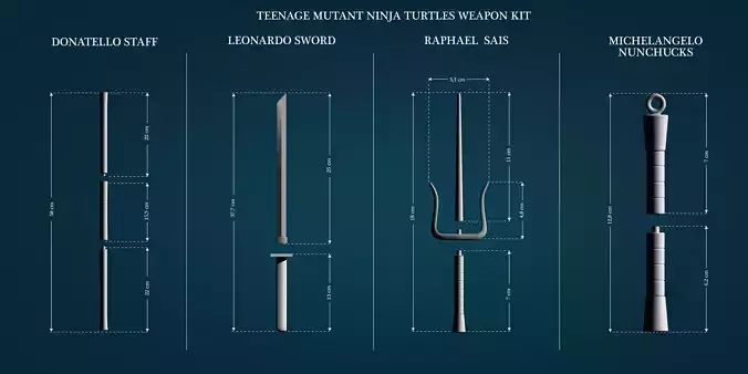 Weapons from Teenage Mutant Ninja Turtles 3D print model