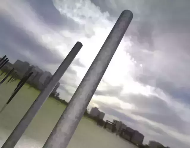 Galvanized Metal Pole without Ladder - Object 061