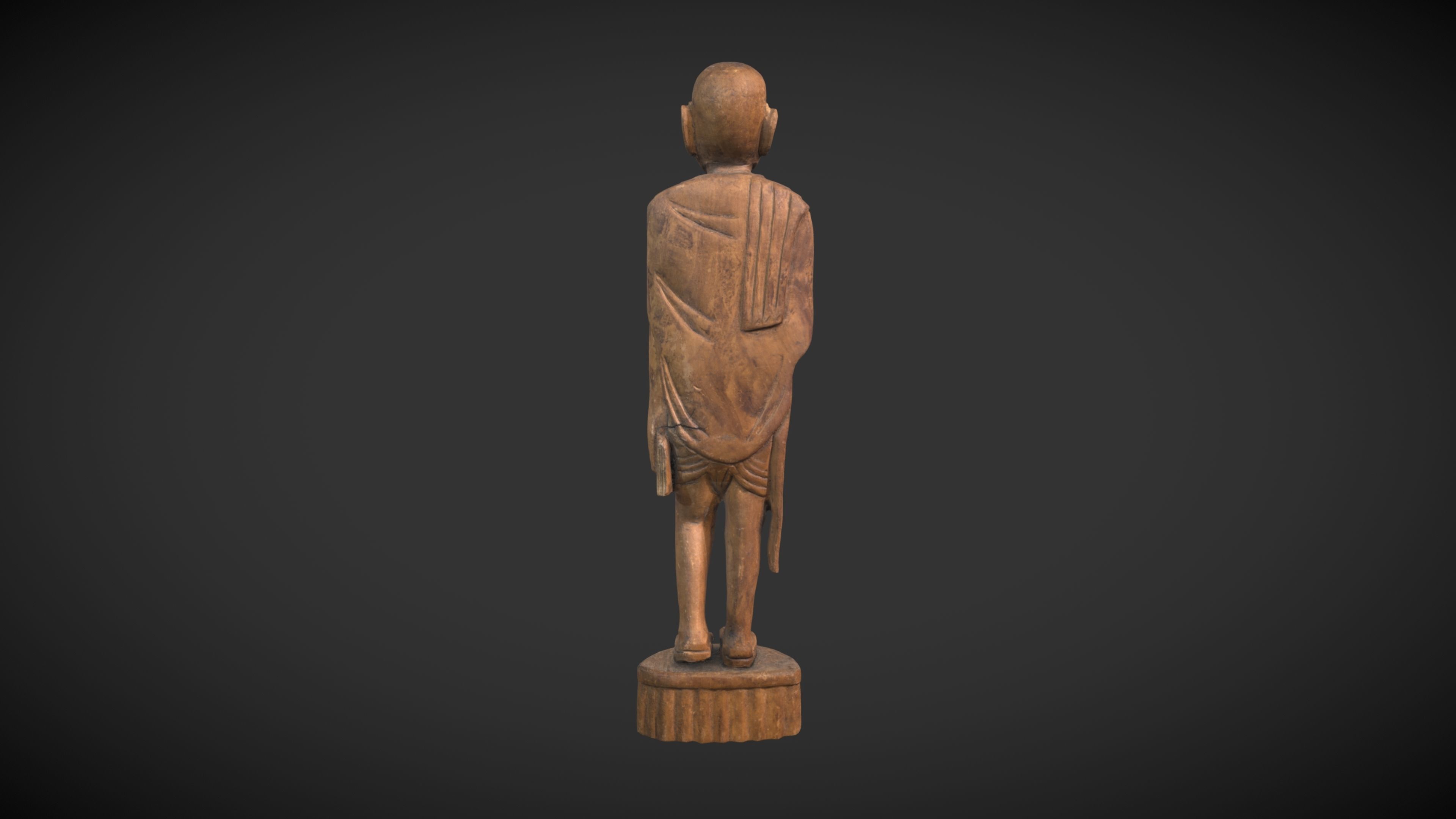 Wooden Gandhi v2 Low-poly 3D model_5