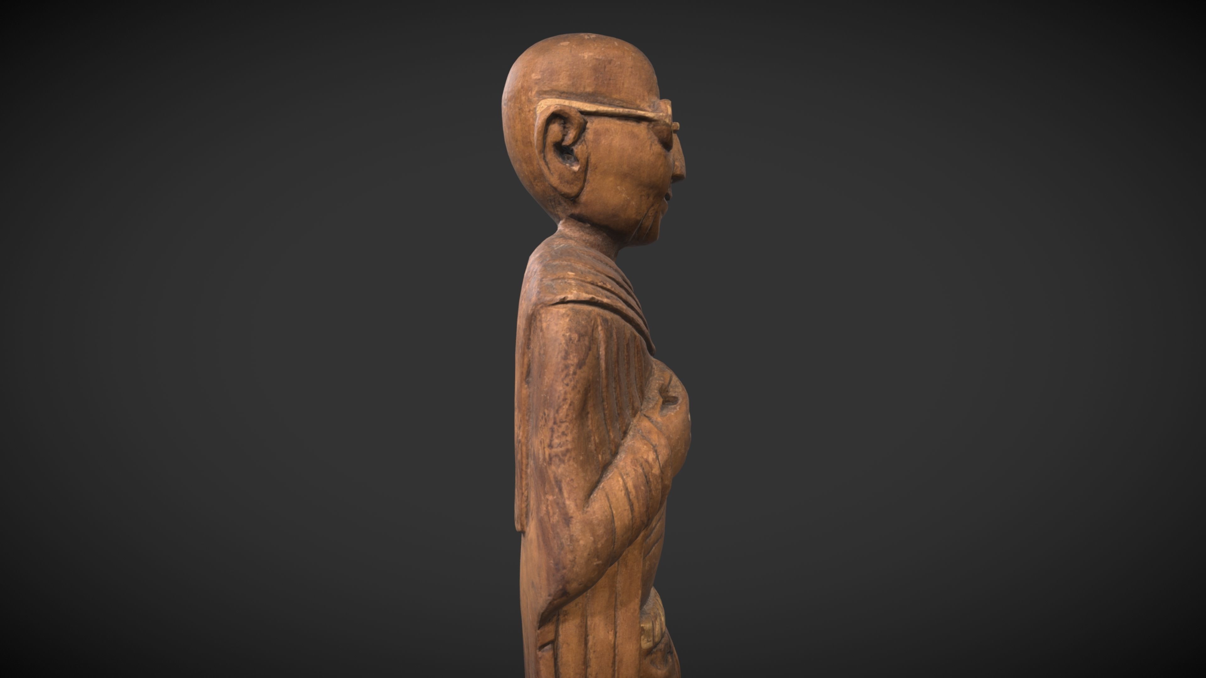 Wooden Gandhi v2 Low-poly 3D model_6