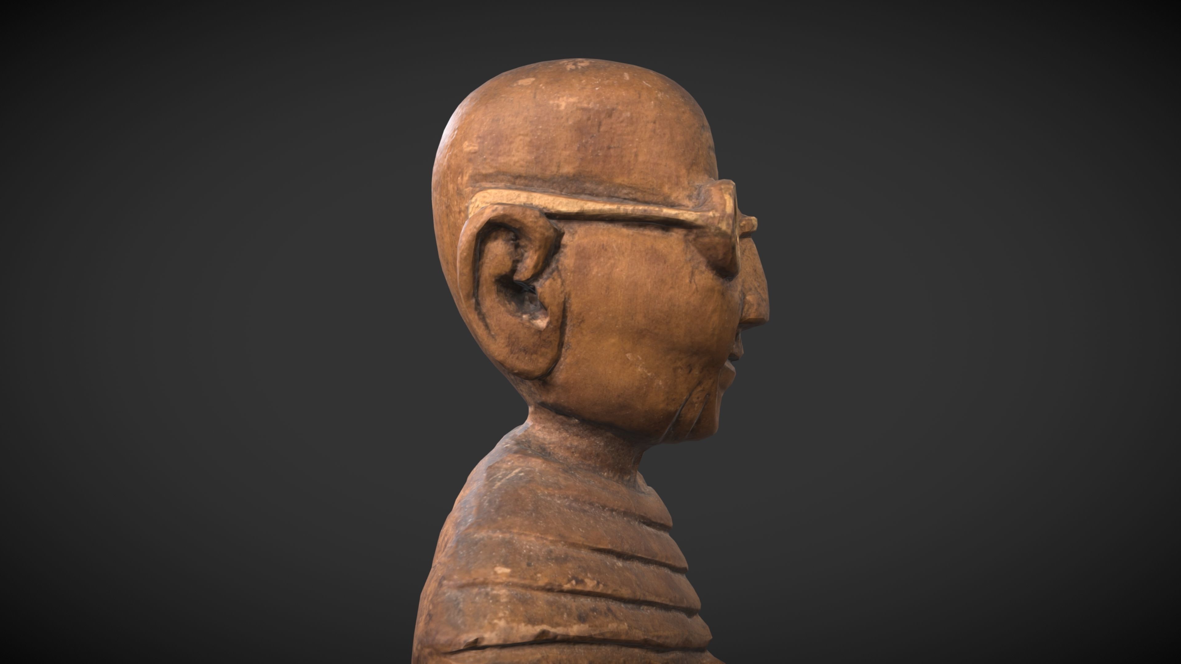 Wooden Gandhi v2 Low-poly 3D model_11