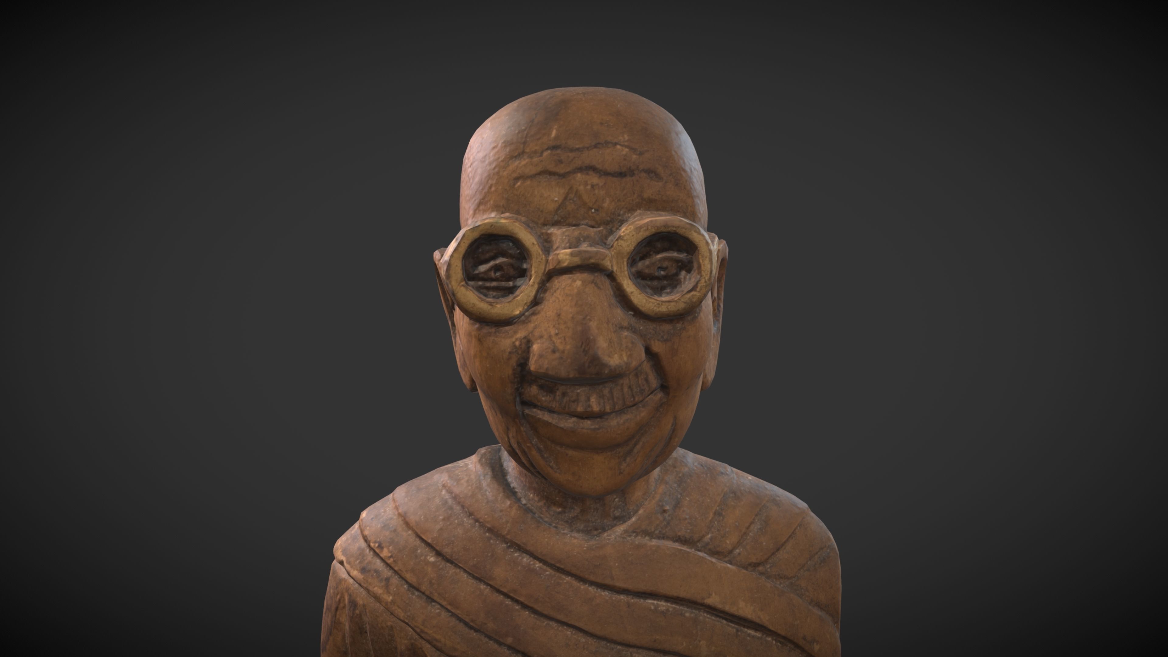 Wooden Gandhi v2 Low-poly 3D model_10