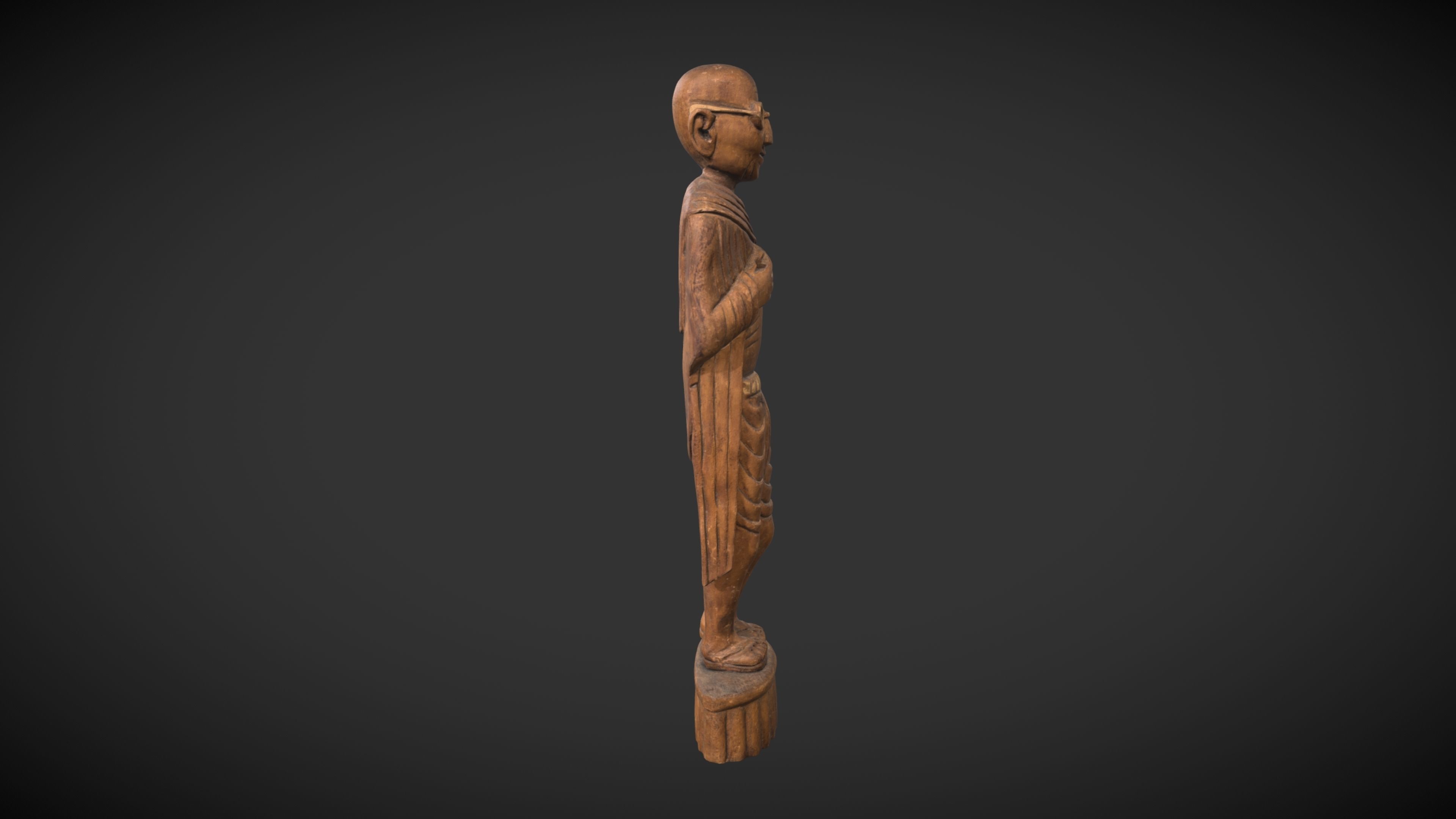 Wooden Gandhi v2 Low-poly 3D model_4