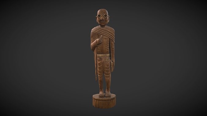 Wooden Gandhi v2 Low-poly 3D model