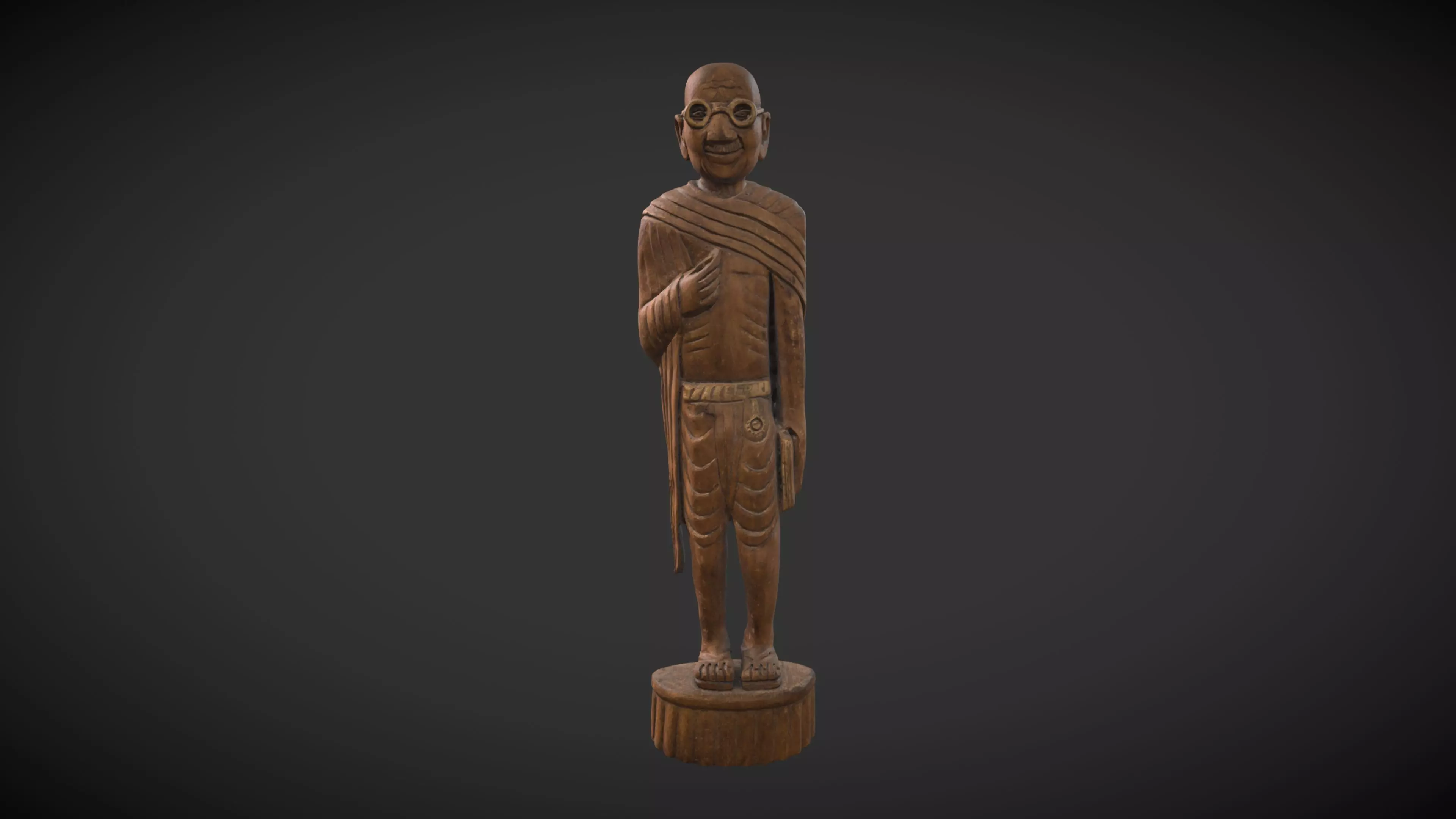 Wooden Gandhi v2 Low-poly 3D model_0