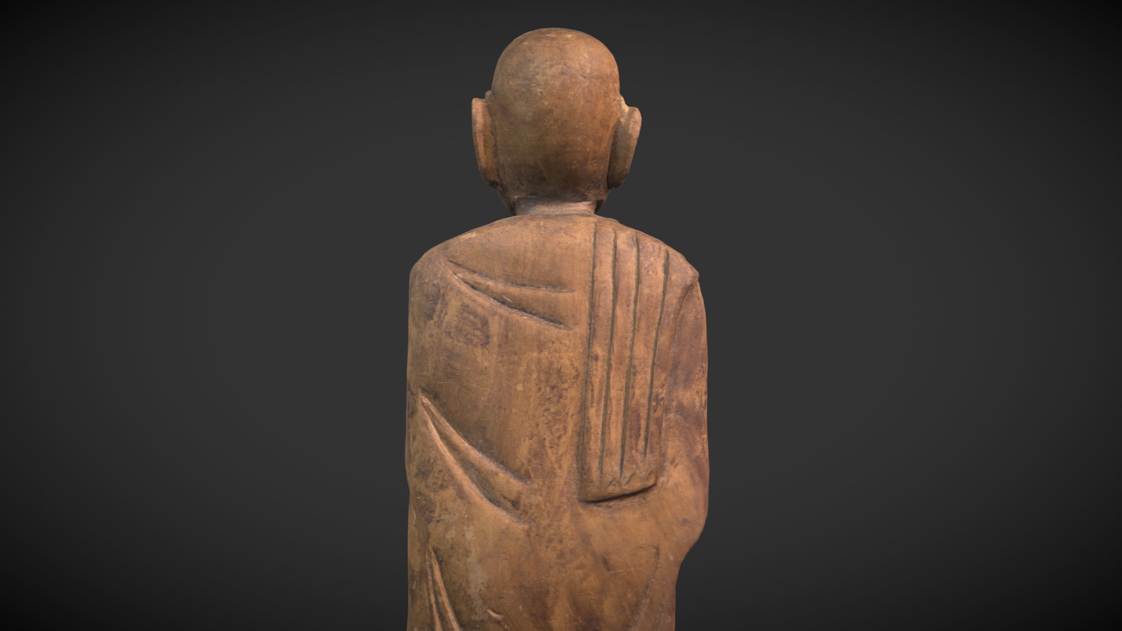 Wooden Gandhi v2 Low-poly 3D model_12