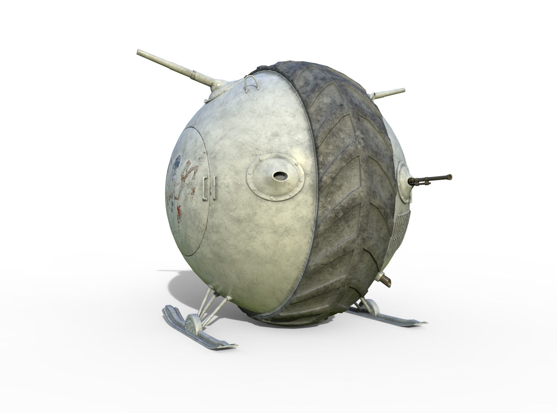 Tank Boll Winter Low-poly 3D model_4