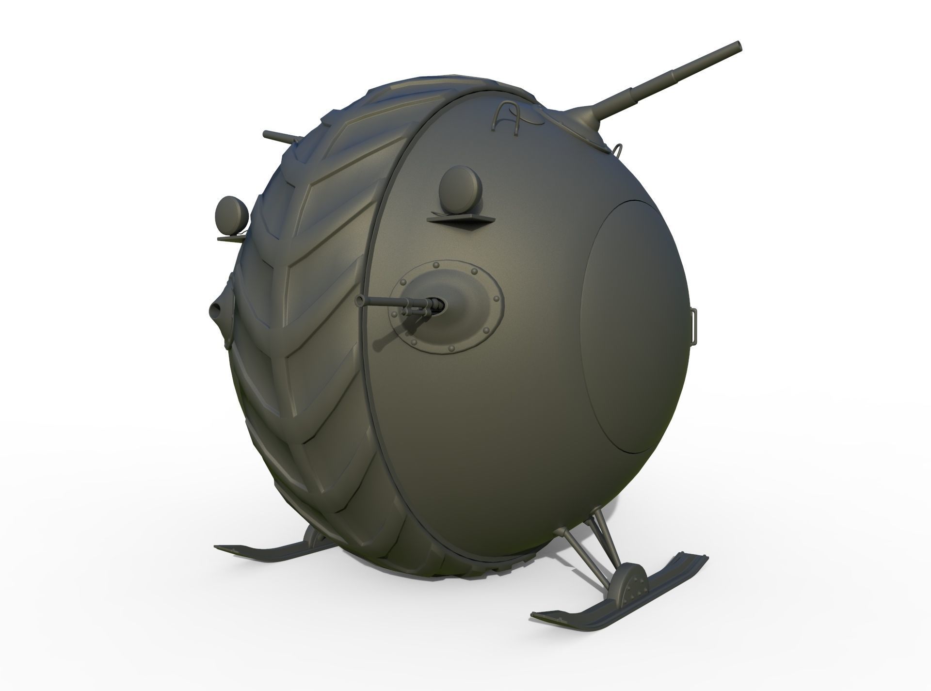 Tank Boll Winter Low-poly 3D model_8
