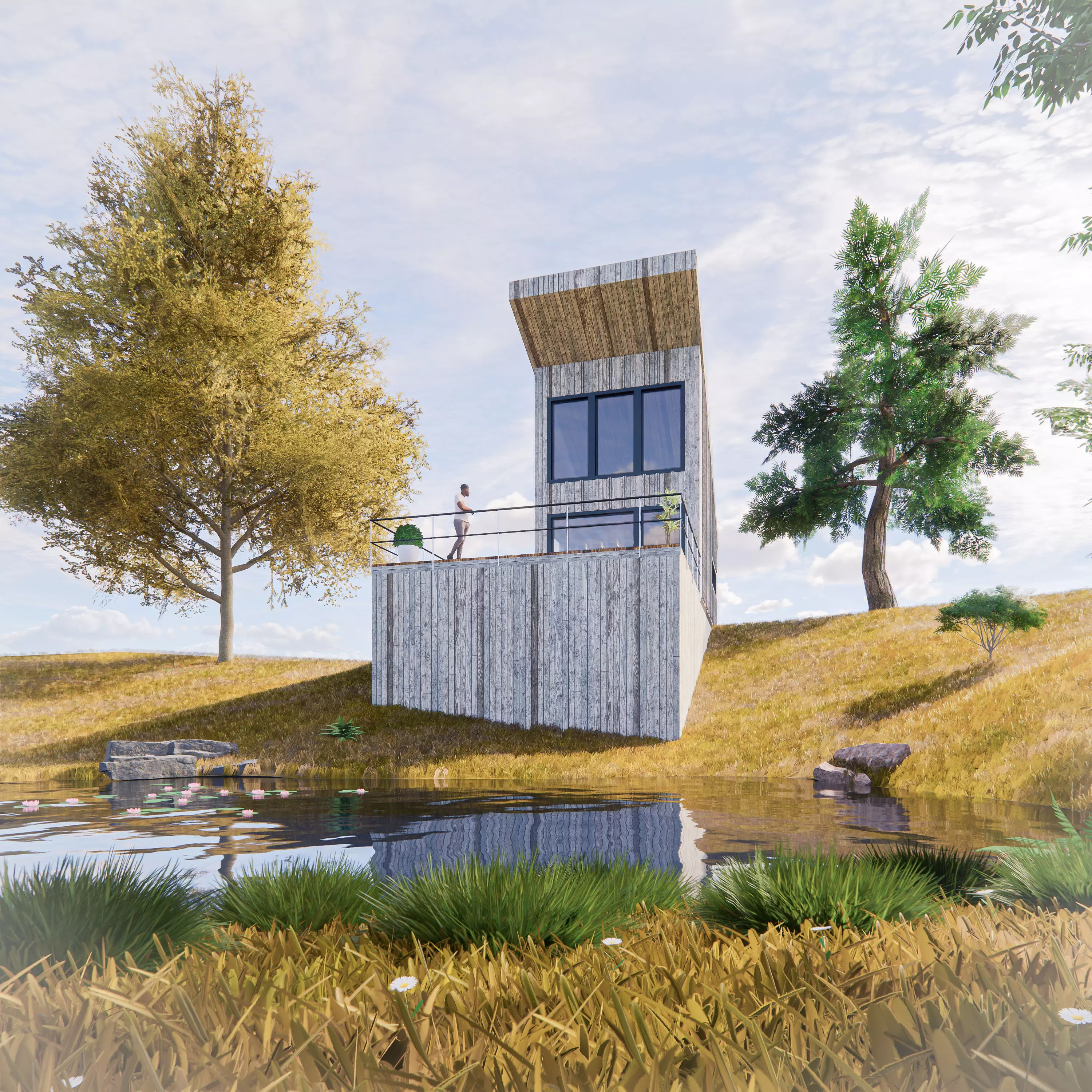 Wood House 2 Low-poly 3D model_0