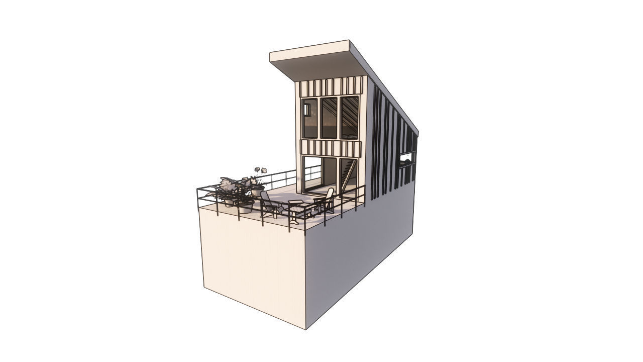 Wood House 2 Low-poly 3D model_8
