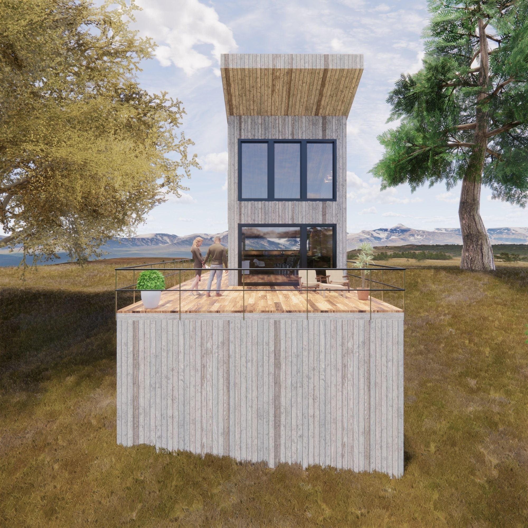 Wood House 2 Low-poly 3D model_4