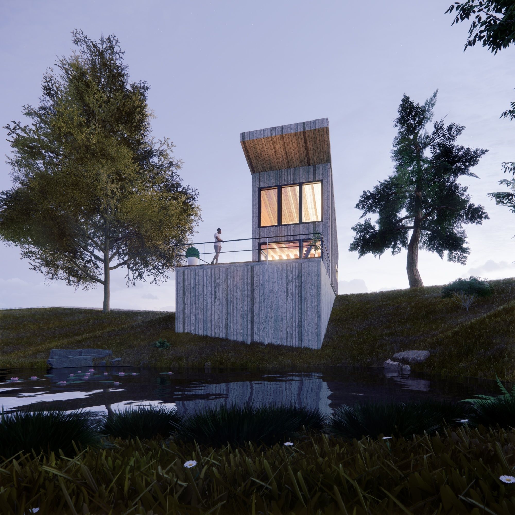 Wood House 2 Low-poly 3D model_1