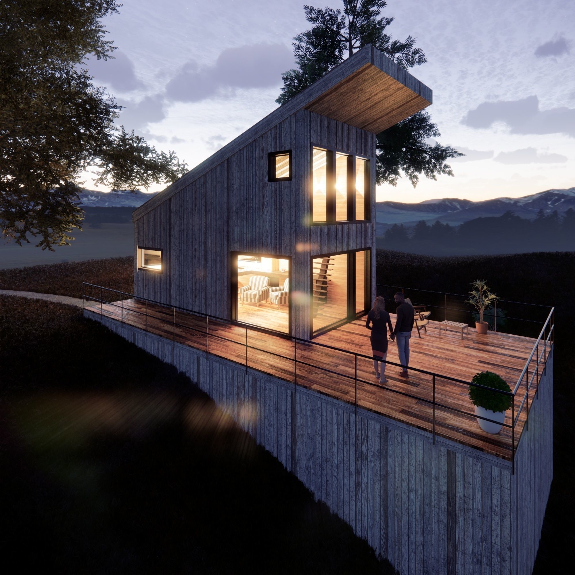 Wood House 2 Low-poly 3D model_2