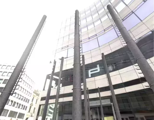 Galvanized Metal Pole with Ladder - Object 062