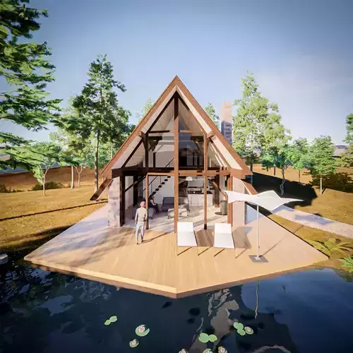 Lake House Low-poly 3D model
