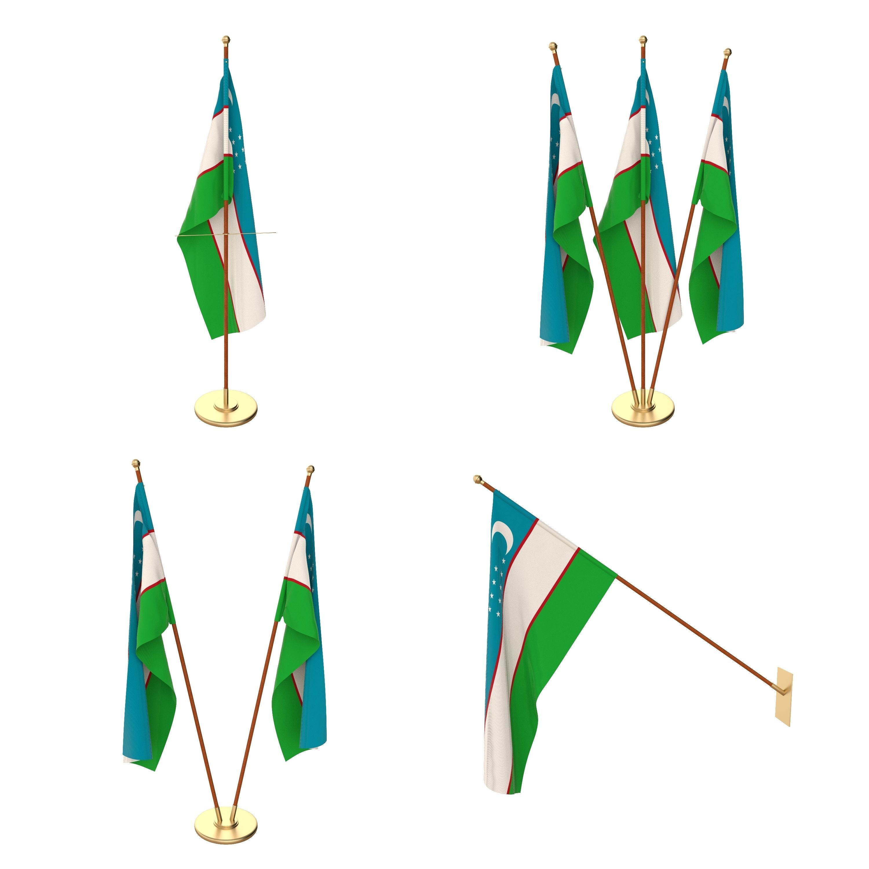 Uzbekistan Flag Pack 3D model_1