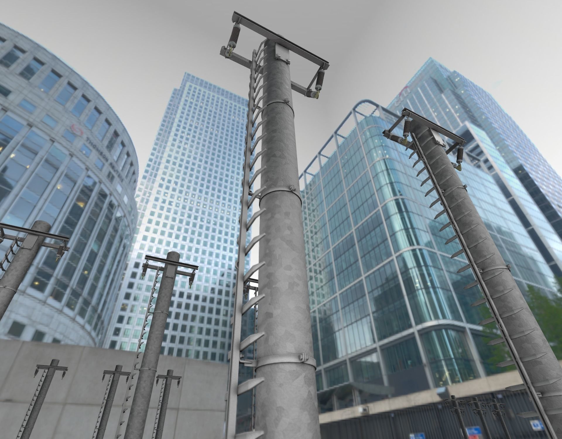 Iron Power Pole with ladder - Objekt 064 Low-poly 3D model_40