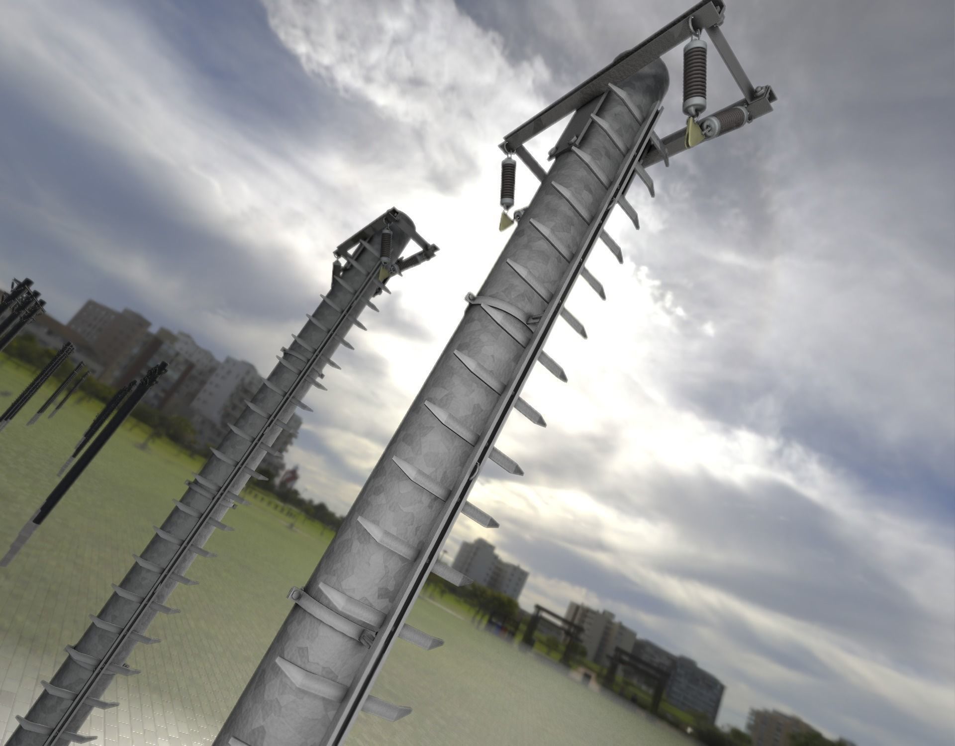 Iron Power Pole with ladder - Objekt 064 Low-poly 3D model_31