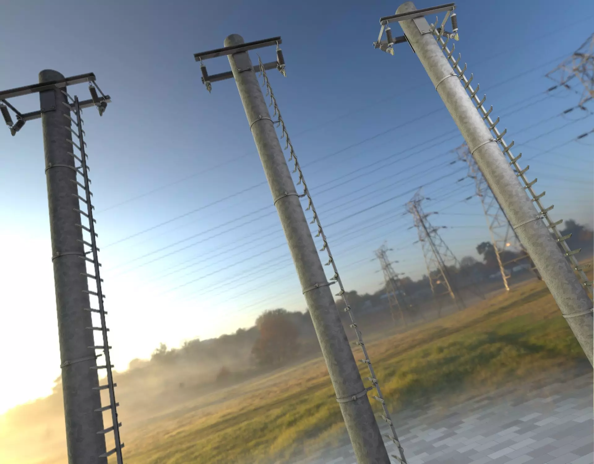 Iron Power Pole with ladder - Objekt 064 Low-poly 3D model_0