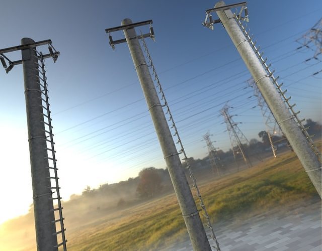 Iron Power Pole with ladder - Objekt  064 Low-poly 3D model